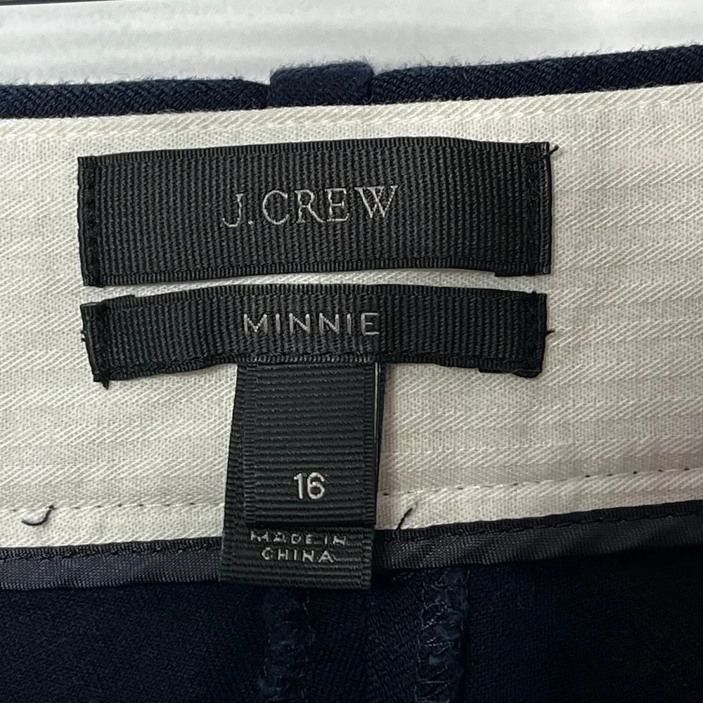 J.Crew Minnie Pant Navy Blue Side Zip Cropped Stretch‎ Trousers 18850 Womens 16